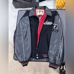 Avirex Vintage 90’s Black and Red Varsity Jacket leather sleeves